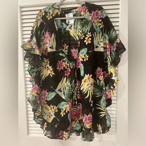 BLACK COLORFUL COVER UP WITH  DRAW STRING👙❤️